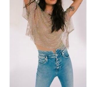 Free People Glitter Mesh Top